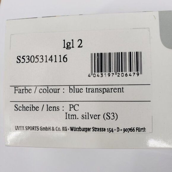 UVEX Sport Polarized Sunglasses LGL 2 Blue Transparent Frame Silver Lens NWT - Picture 8 of 11